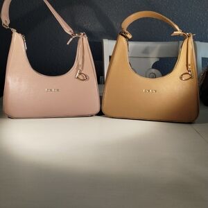 2 New BeBe Pink and Tan Shoulder Purse